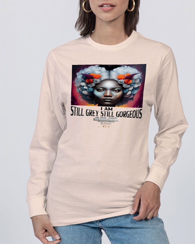 Promoting black women with silver grey hair Unisex Long Sleeve Tee | Lane Seven