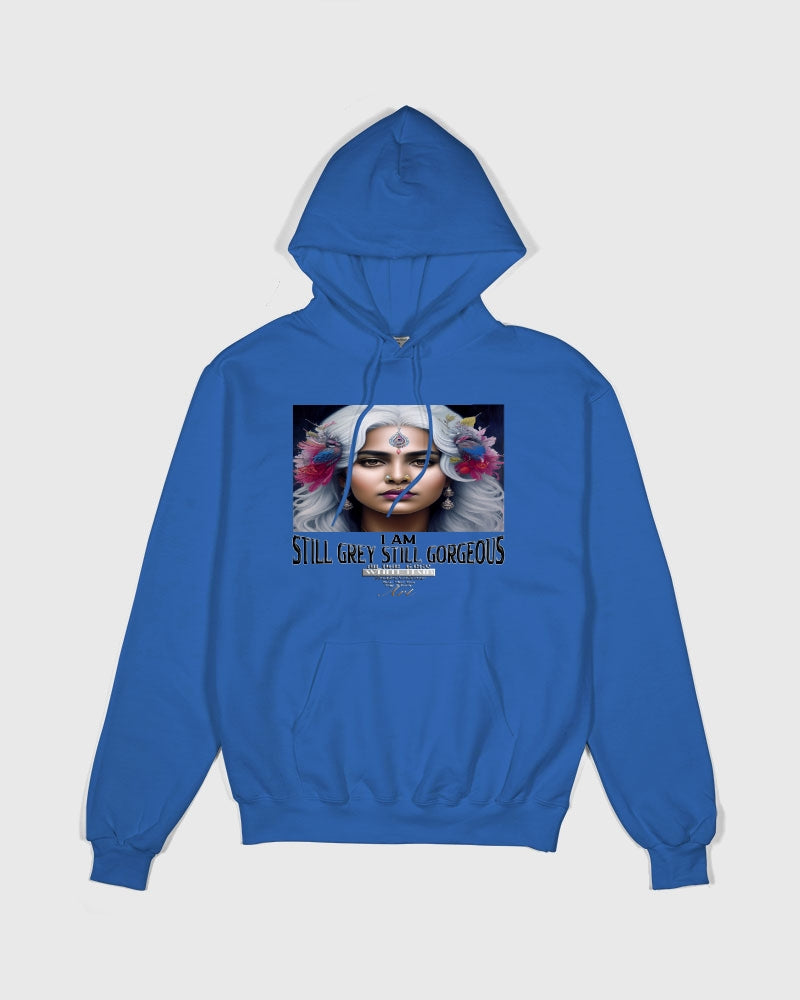 Promoting Indian women with silver grey hair Unisex Hoodie | Champion