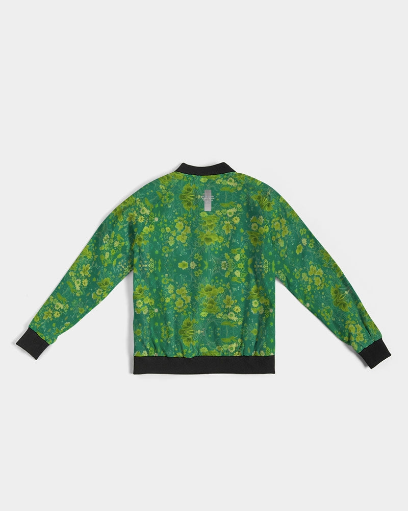 Green lush Repeat pattern Women's Bomber Jacket