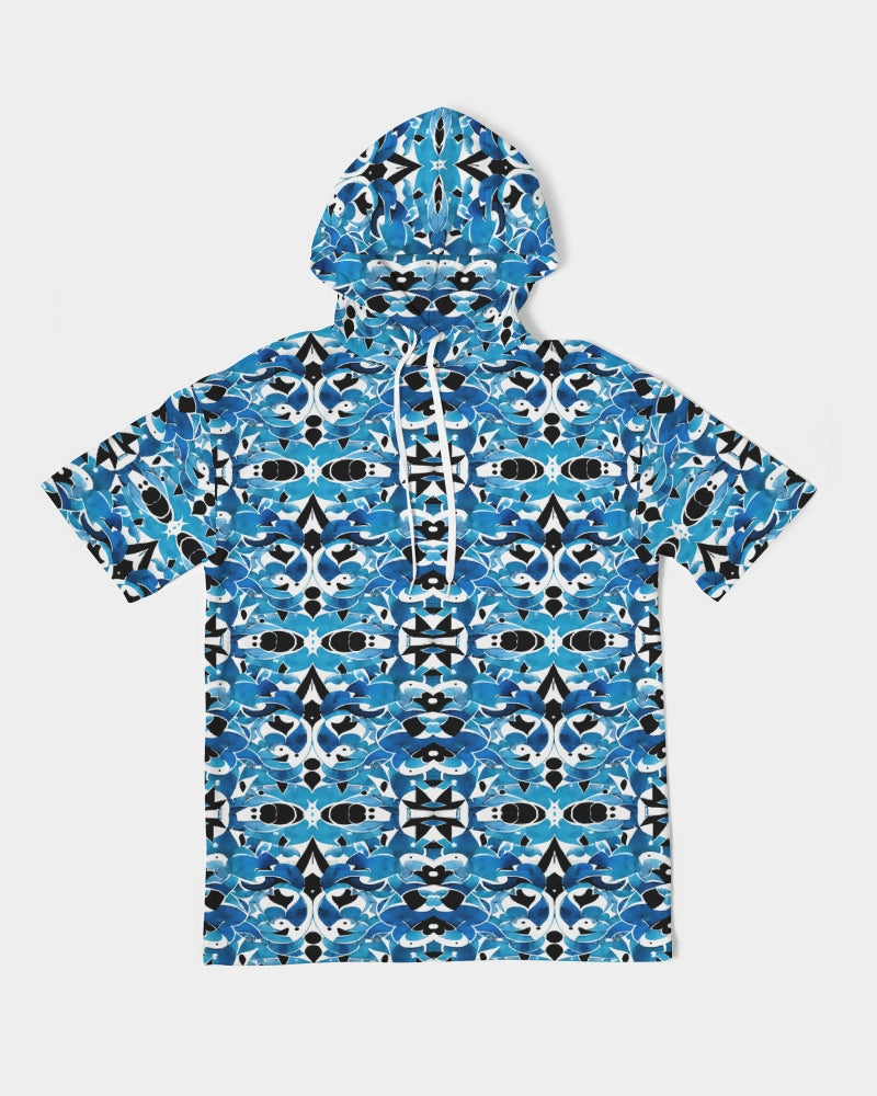 Blue Abstract pattern design Men's Premium Heavyweight Short Sleeve Hoodie