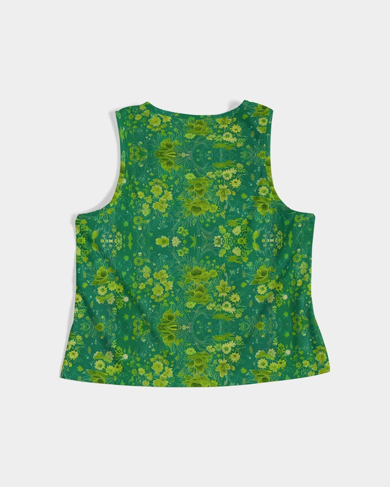 Green lush Repeat pattern Women's Cropped Tank