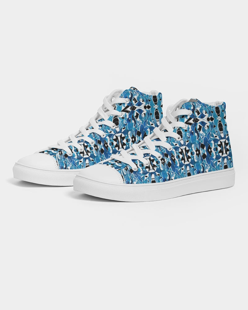 Blue Abstract pattern design Men's Hightop Canvas Shoe