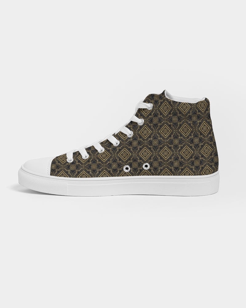 Brown Diamond pattern Men's Hightop Canvas Shoe