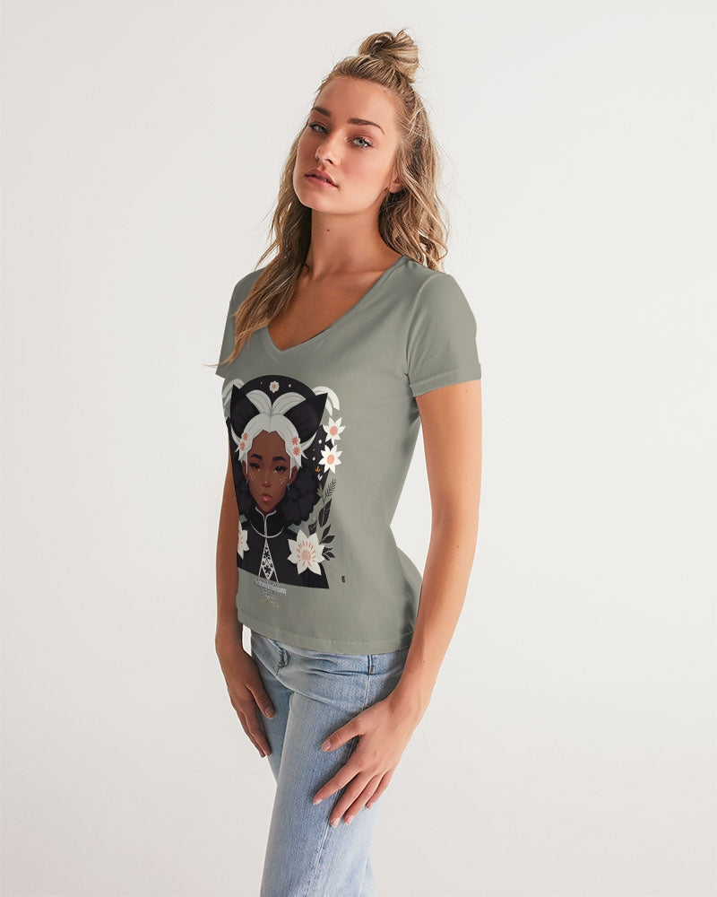 Nubian girl silver fox Women's V-Neck Tee