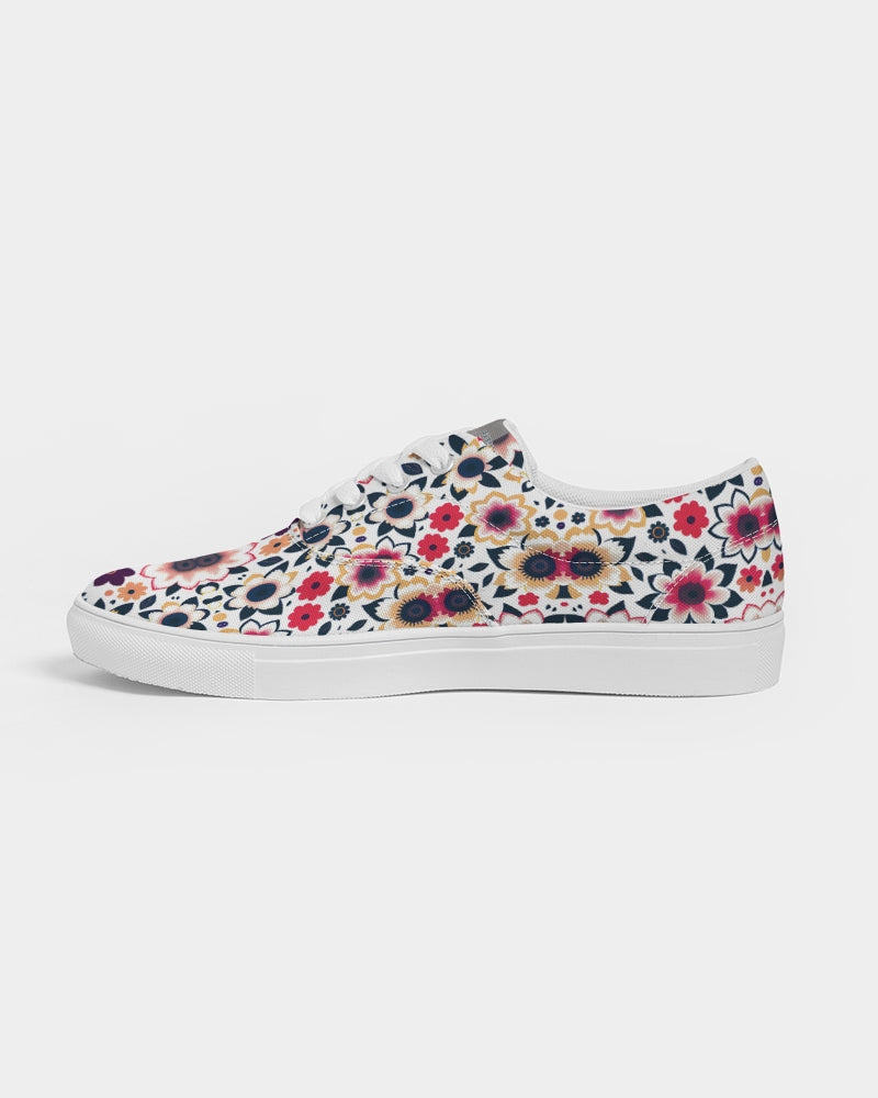 Abstract flower pattern Women's Lace Up Canvas Shoe