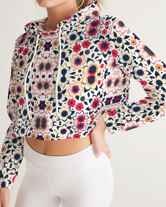 Abstract flower pattern Women's All-Over Print Cropped Hoodie