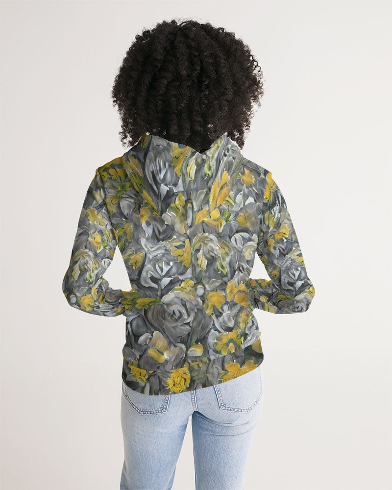 Orange and yellow and grey abstract design of Roses Women's Hoodie