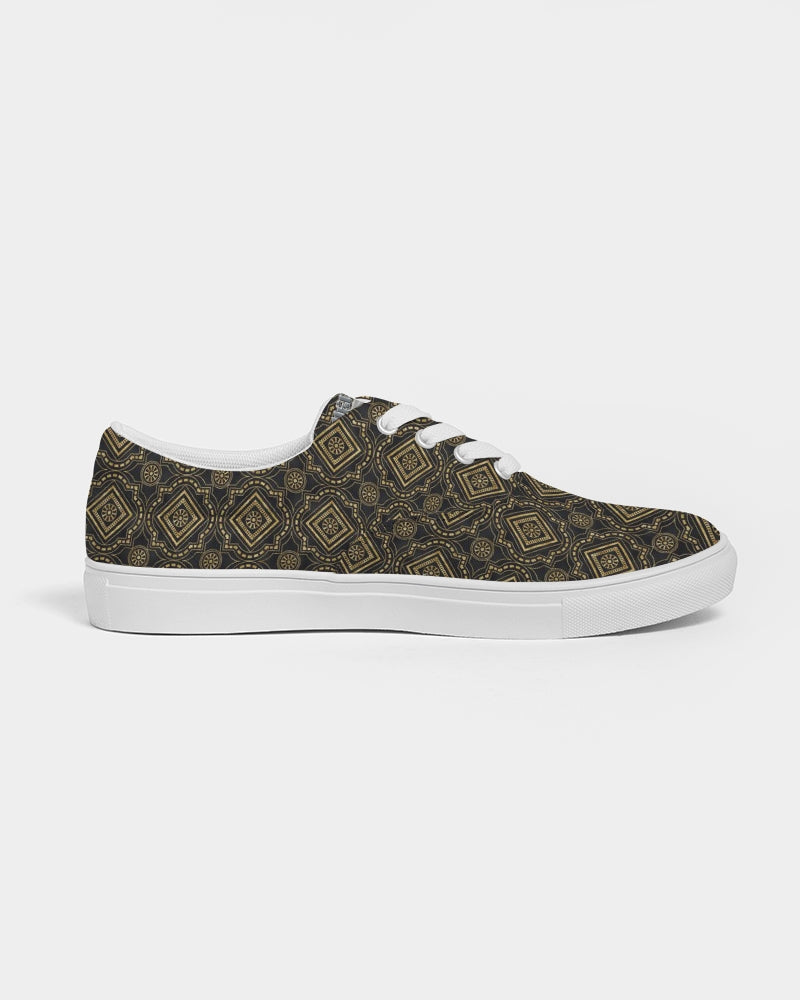 Brown Diamond pattern Men's Lace Up Canvas Shoe