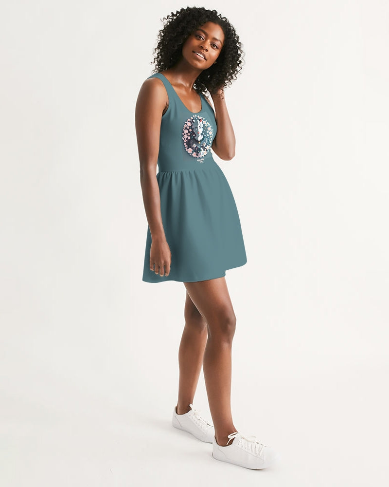 Silverfox flower Women's Scoop Neck Skater Dress