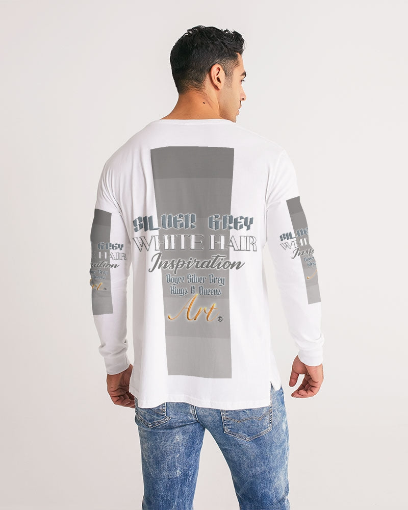 New silver grey Man style Men's All-Over Print Long Sleeve Tee