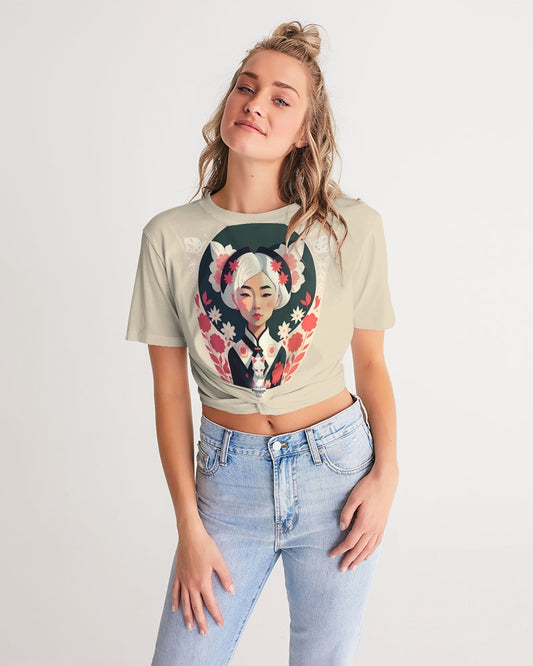 Asian silverfox Women's Twist-Front Cropped Tee