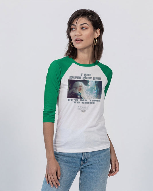 Beautiful white woman my time to shine Unisex Three-Quarter Sleeve Baseball Tee | Bella + Canvas