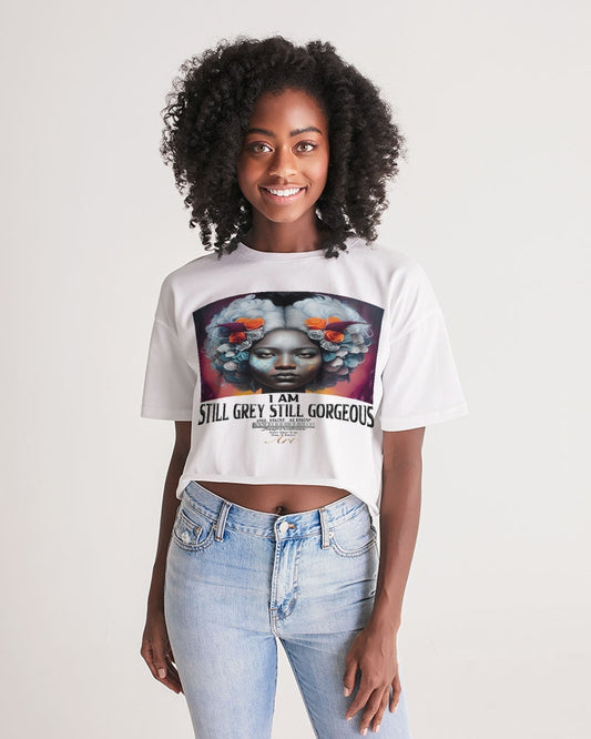 Promoting black women with silver grey hair Women's Lounge Cropped Tee