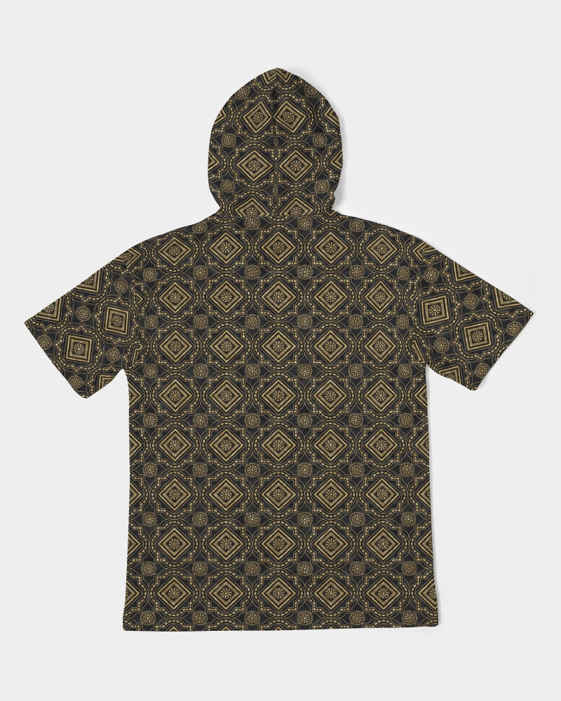 Brown Diamond pattern Men's Premium Heavyweight Short Sleeve Hoodie