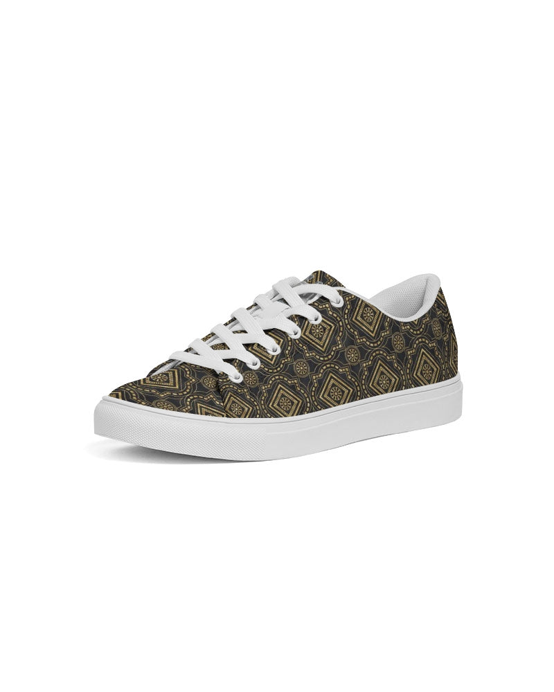 Brown Diamond pattern Men's Faux-Leather Sneaker