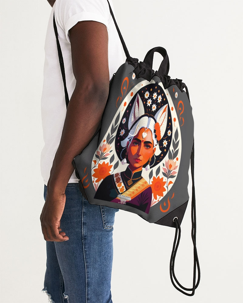 Indian Silver fox Canvas Drawstring Bag