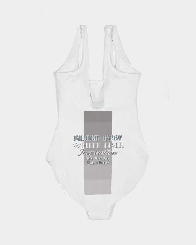 Promoting black women with silver grey hair Women's One-Piece Swimsuit