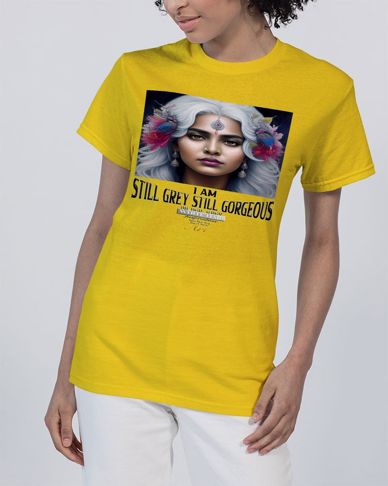 Promoting Indian women with silver grey hair Unisex Heavy Cotton T-Shirt | Gildan