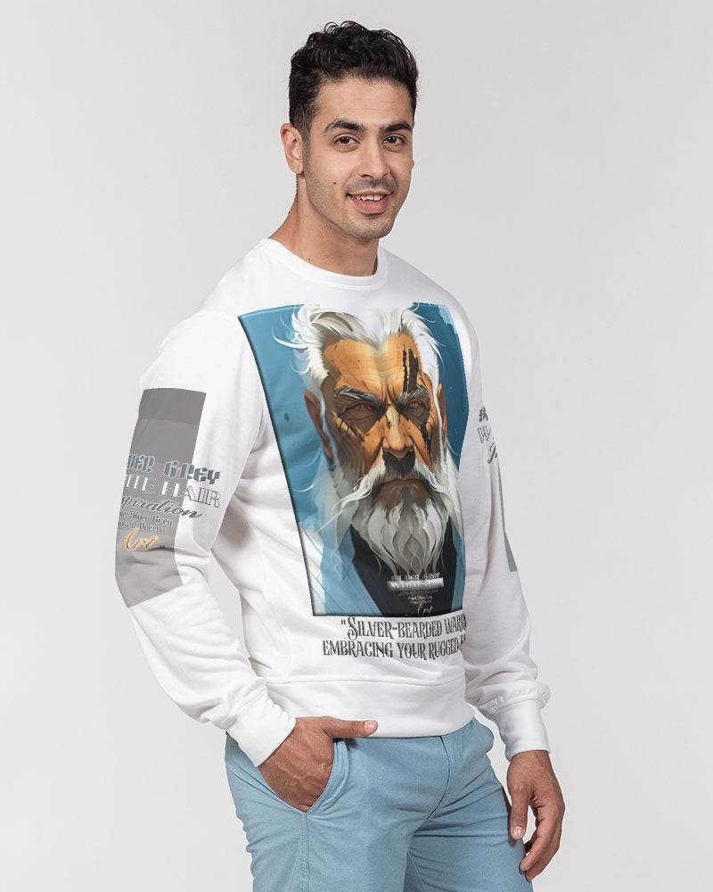 Silver bearded warrior Men's Classic French Terry Crewneck Pullover