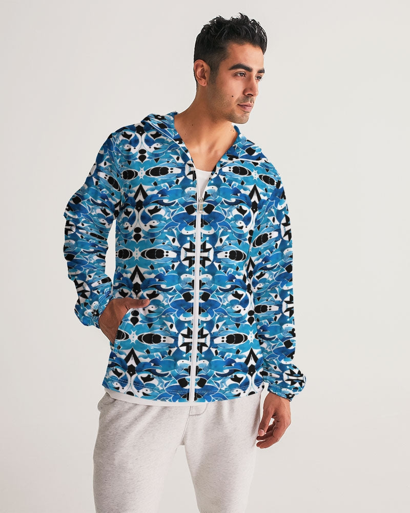 Blue Abstract pattern design Men's Windbreaker