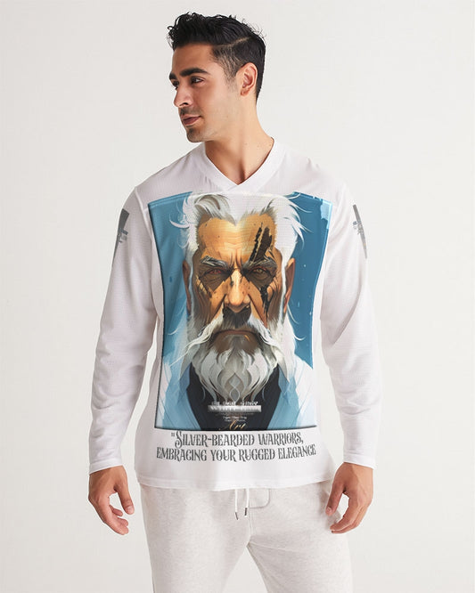 Silver bearded warrior Men's Long Sleeve Sports Jersey