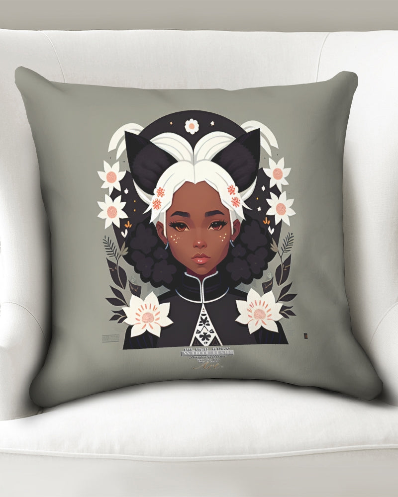 Nubian girl silver fox Throw Pillow Case 20"x20"