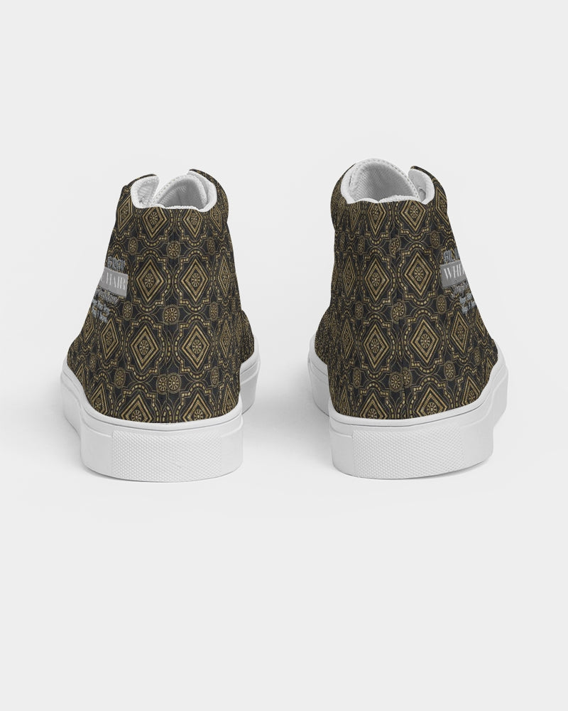 Brown Diamond pattern Men's Hightop Canvas Shoe