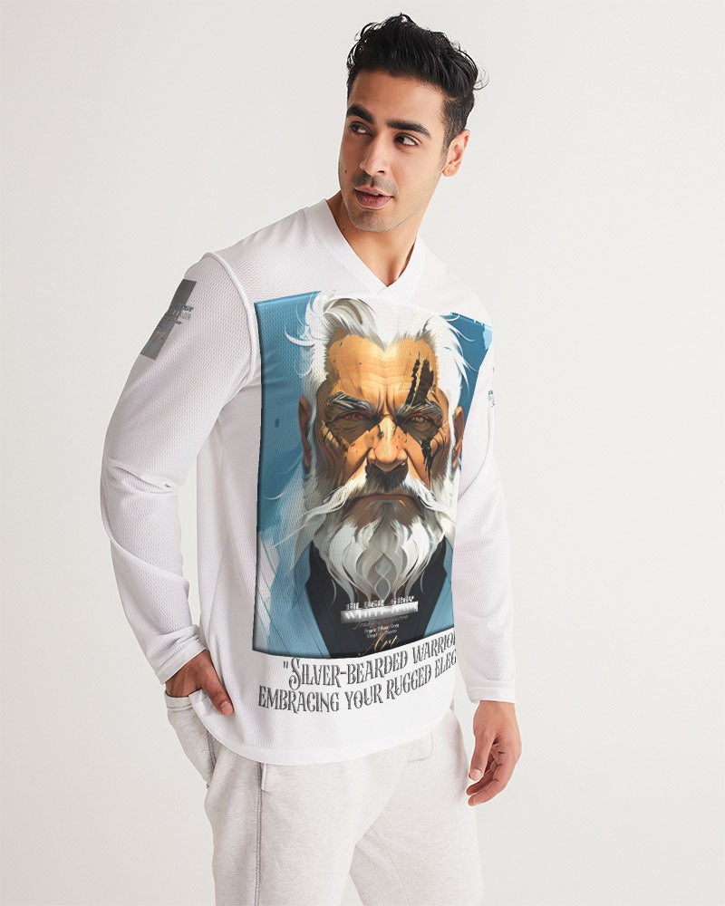 Silver bearded warrior Men's Long Sleeve Sports Jersey