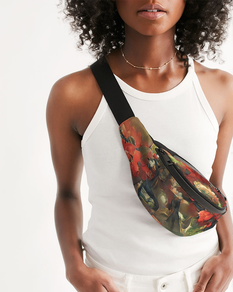 Abstract Rose design Crossbody Sling Bag