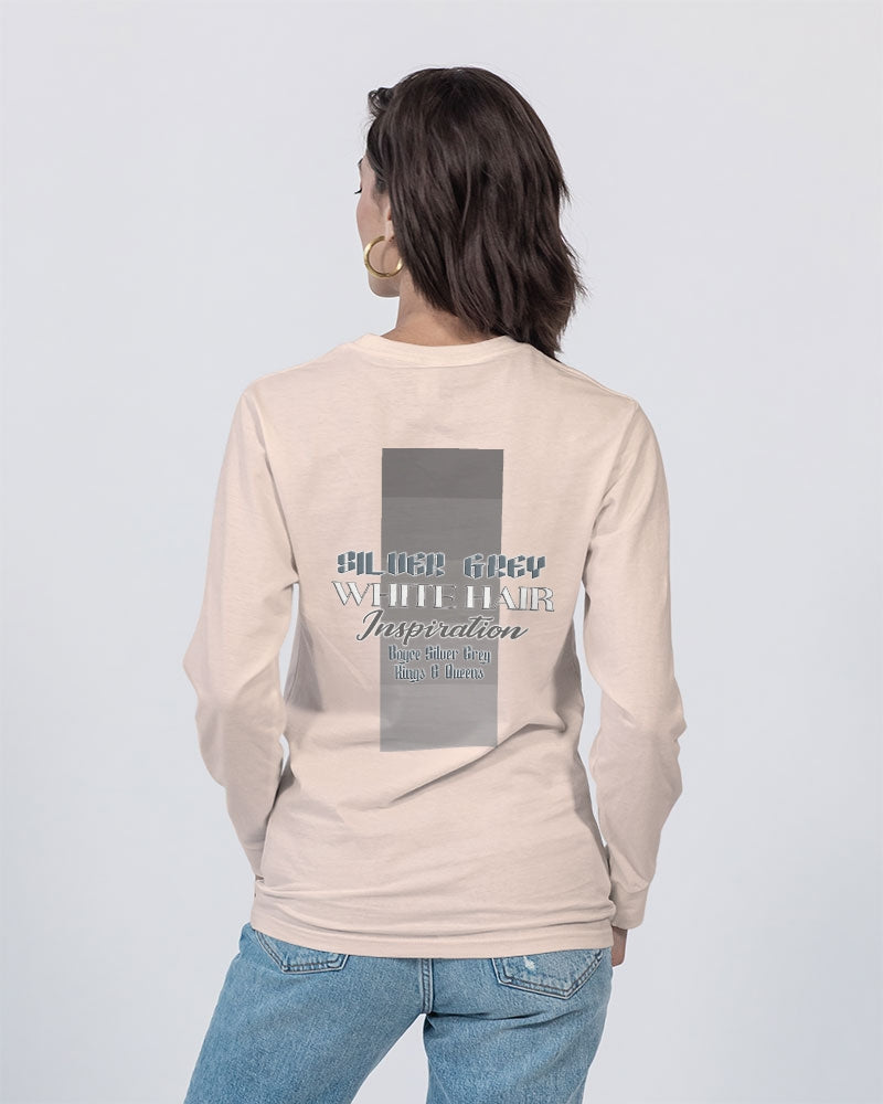 Promoting black women with silver grey hair Unisex Long Sleeve Tee | Lane Seven