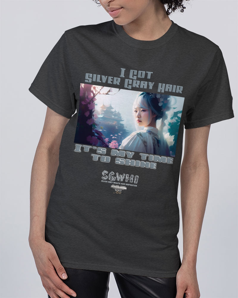 Asian sister with silver grey hair Unisex Tee | Champion