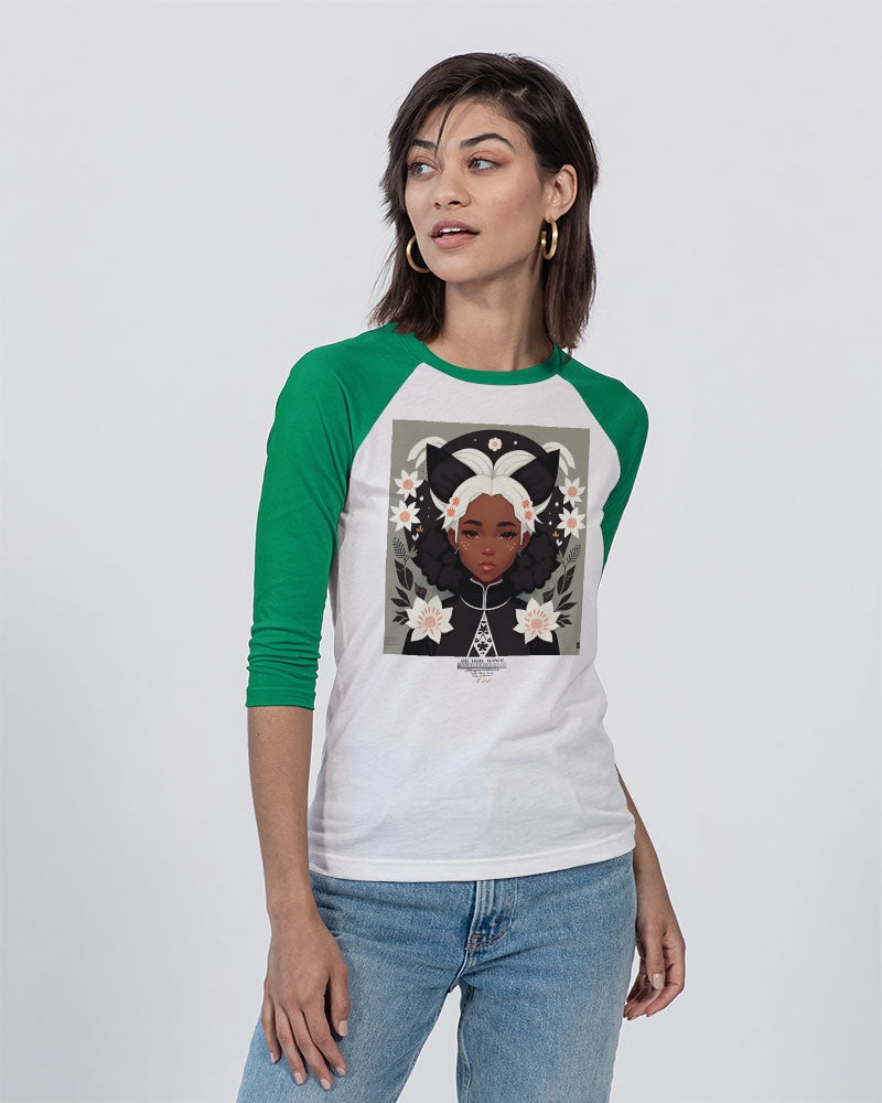 Nubian girl silver fox Unisex Three-Quarter Sleeve Baseball Tee | Bella + Canvas