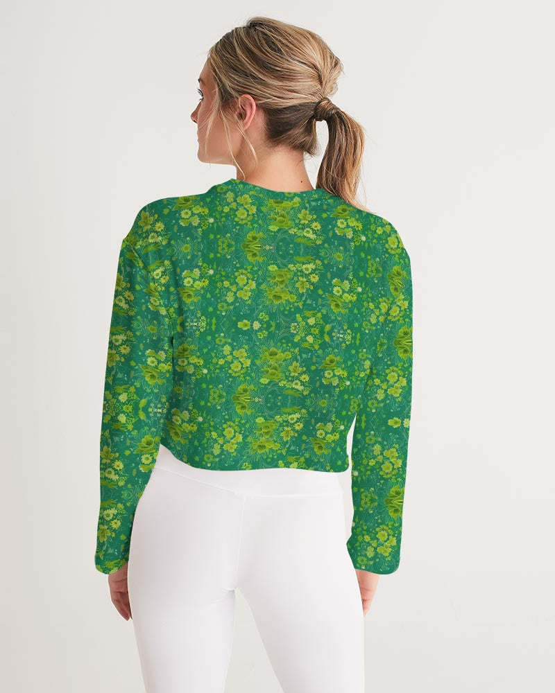 Green lush Repeat pattern Women's Cropped Sweatshirt