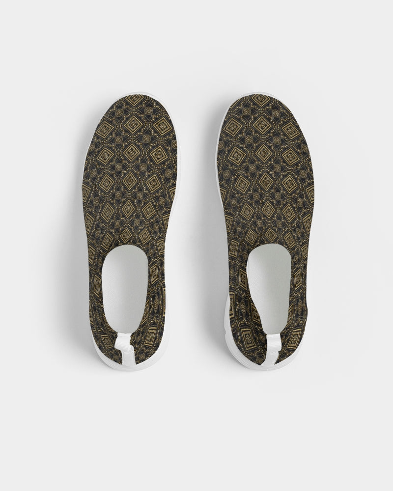 Brown Diamond pattern Men's Slip-On Flyknit Shoe