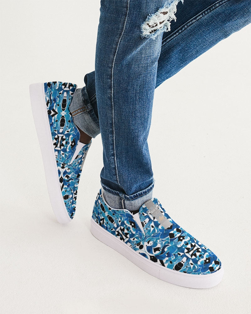 Blue Abstract pattern design Men's Slip-On Canvas Shoe