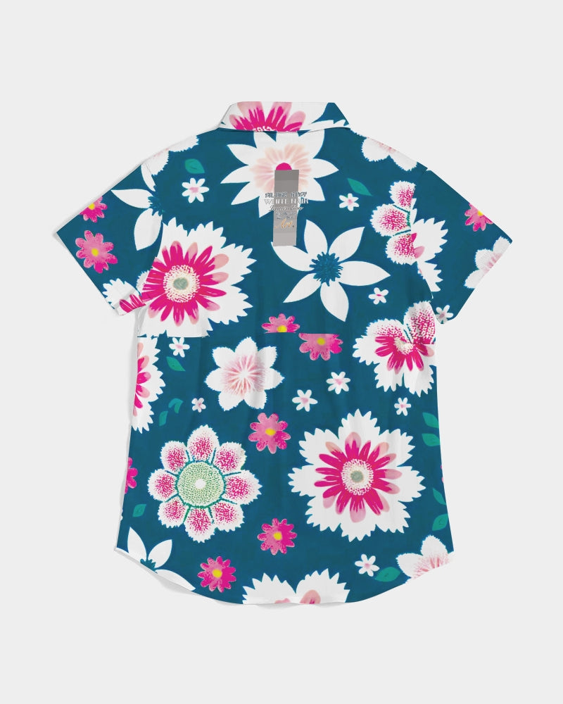 Beautiful floral pattern Women's All-Over Print Short Sleeve Button Up