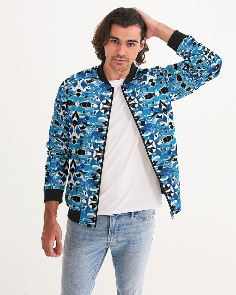 Blue Abstract pattern design Men's Bomber Jacket