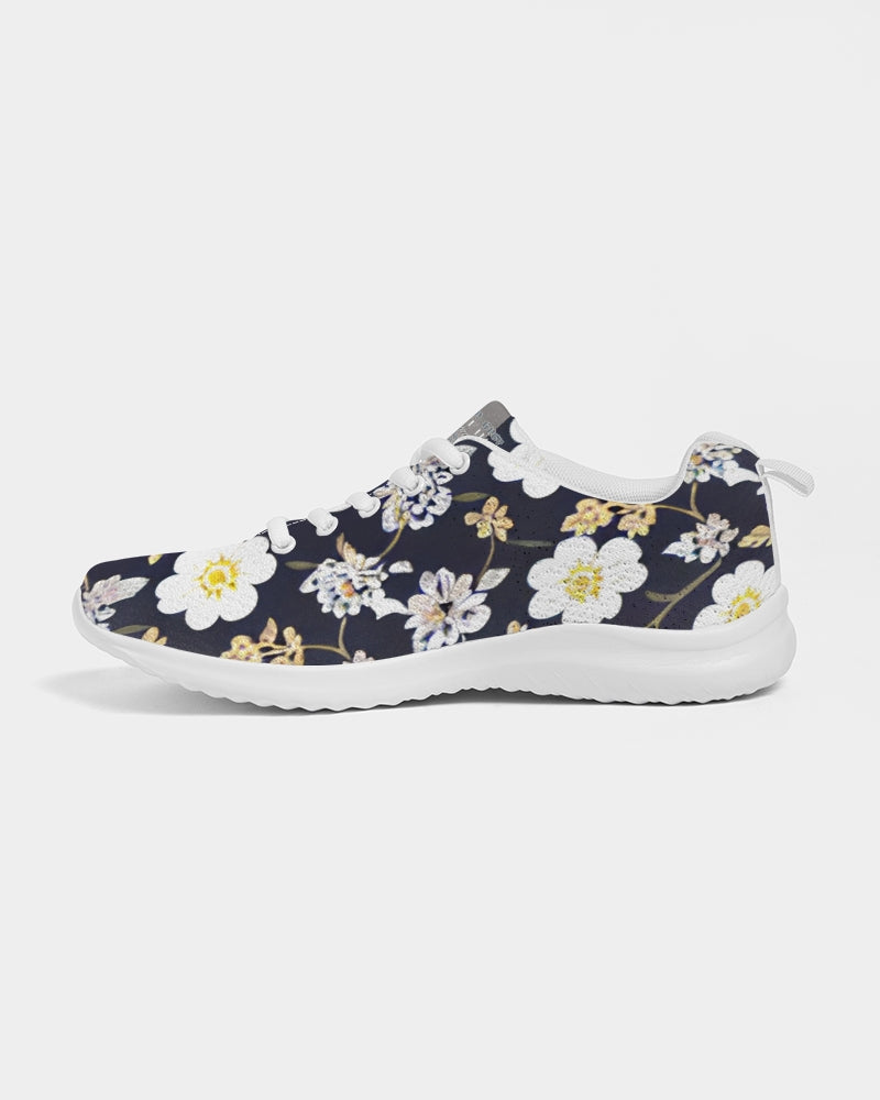 Pink flower black background Women's Athletic Shoe