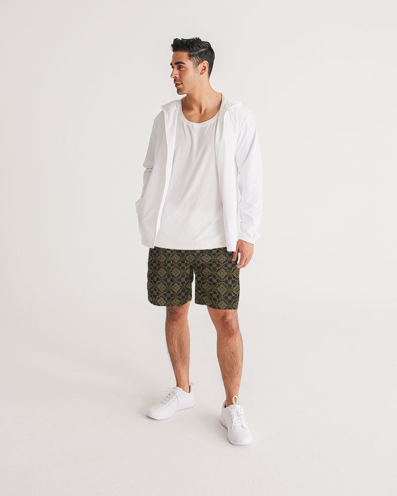 Brown Diamond pattern Men's Jogger Shorts