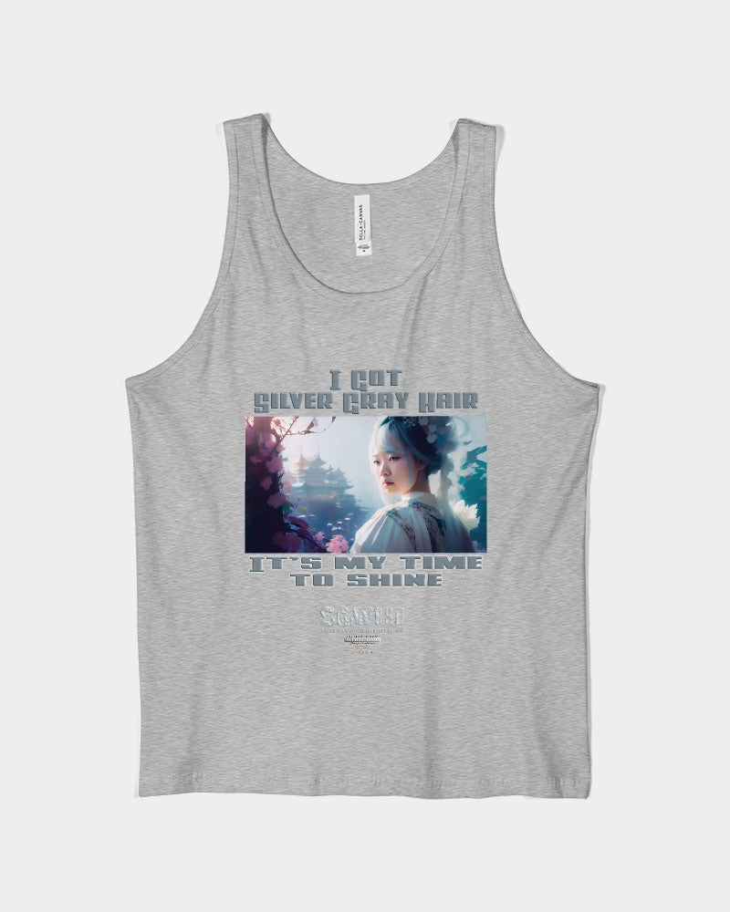 Asian sister with silver grey hair Unisex Jersey Tank | Bella + Canvas