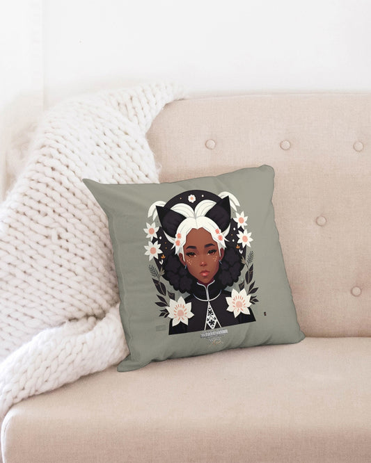 Nubian girl silver fox Throw Pillow Case 16"x16"