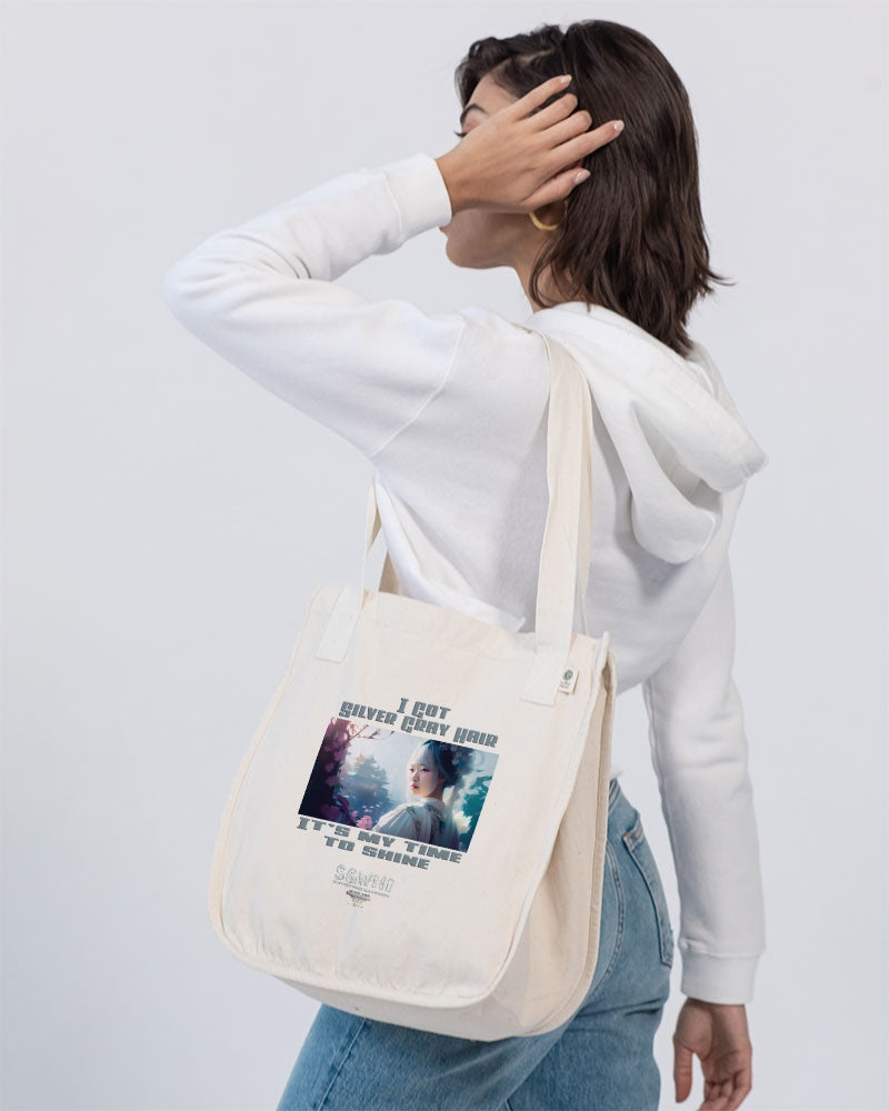 Asian sister with silver grey hair Organic Cotton Canvas Market Tote | Econscious