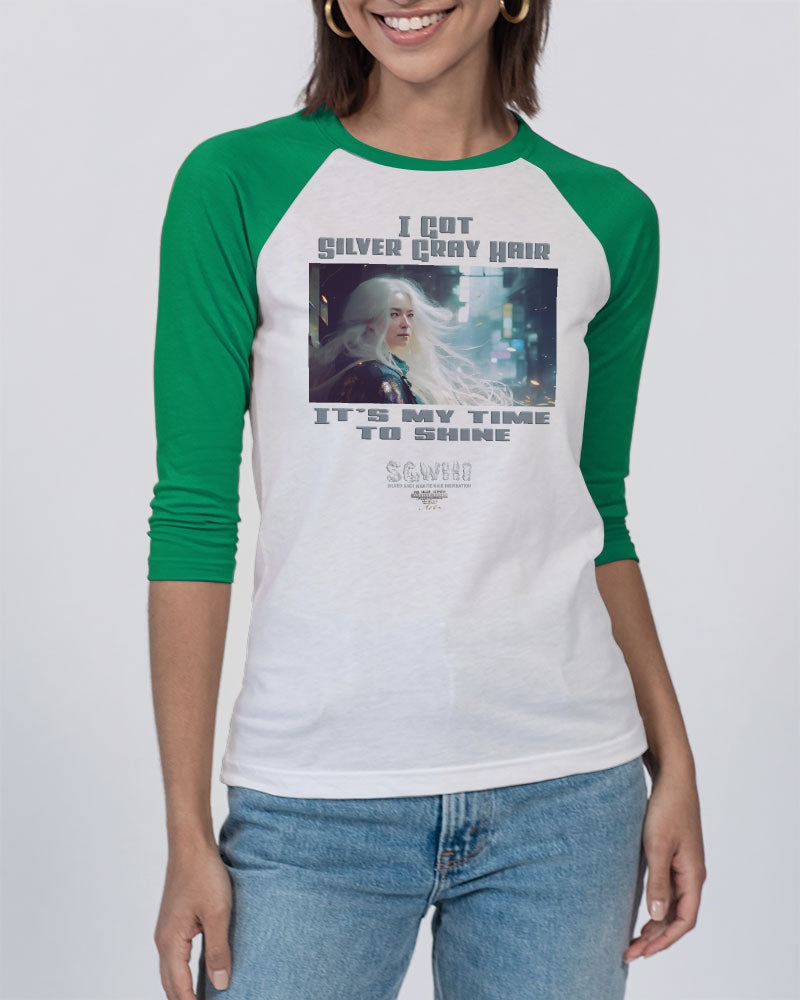 Beautiful white woman my time to shine Unisex Three-Quarter Sleeve Baseball Tee | Bella + Canvas