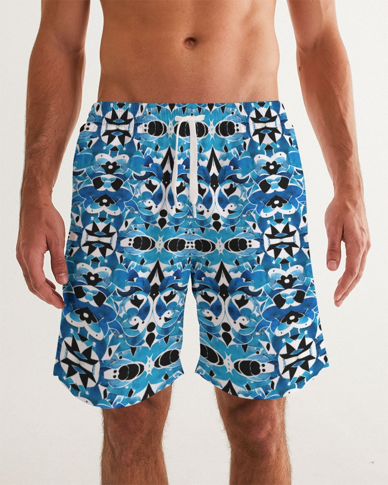 Blue Abstract pattern design Men's Swim Trunk