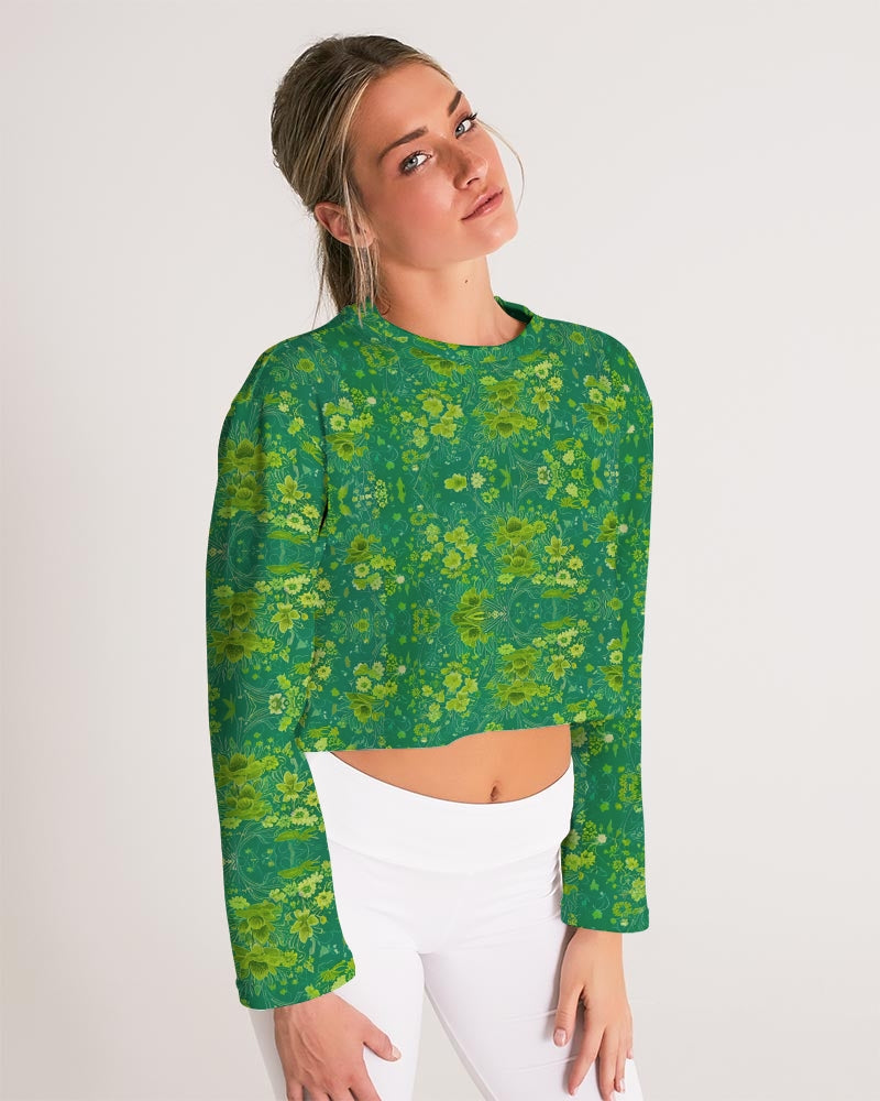 Green lush Repeat pattern Women's Cropped Sweatshirt