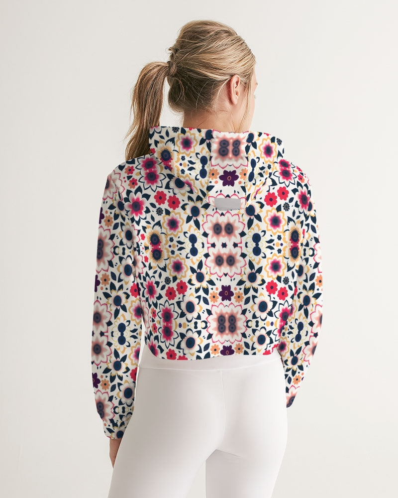 Abstract flower pattern Women's All-Over Print Cropped Hoodie