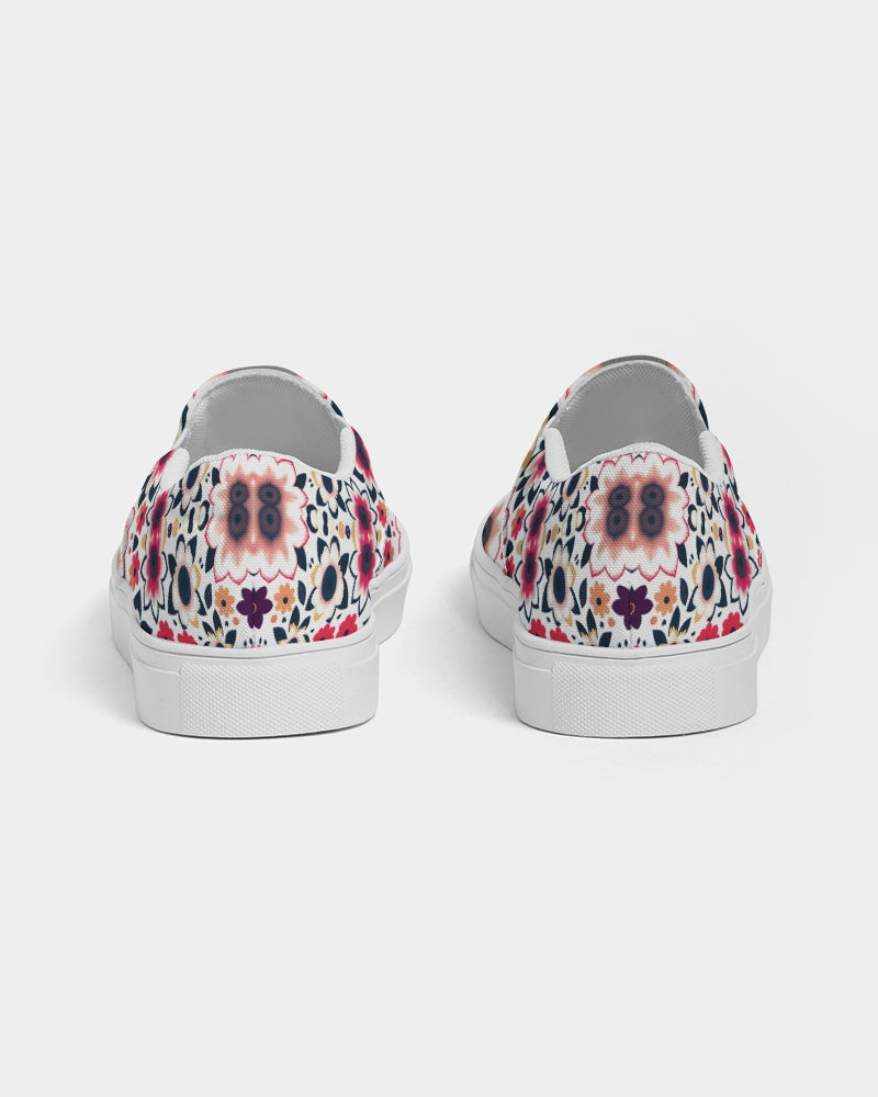 Abstract flower pattern Women's Slip-On Canvas Shoe