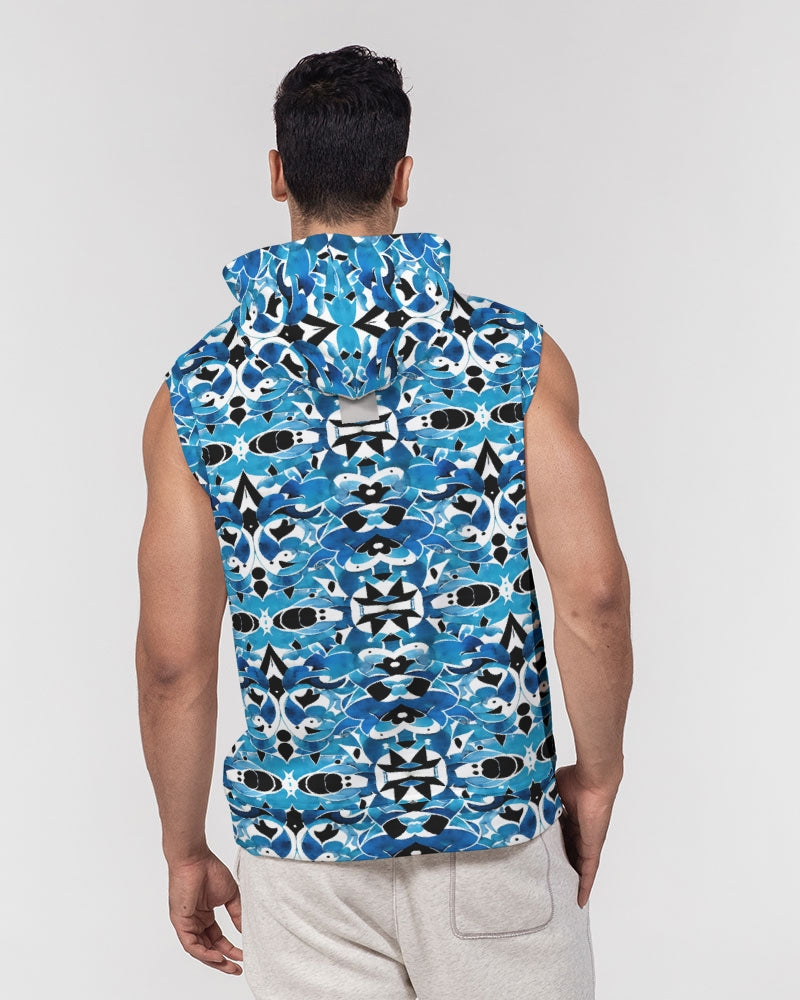 Blue Abstract pattern design Men's Premium Heavyweight Sleeveless Hoodie