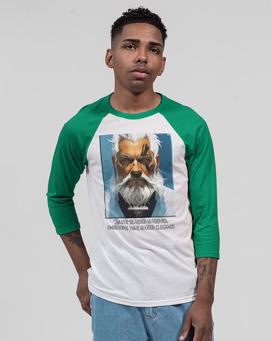 Silver bearded warrior Unisex Three-Quarter Sleeve Baseball Tee | Bella + Canvas