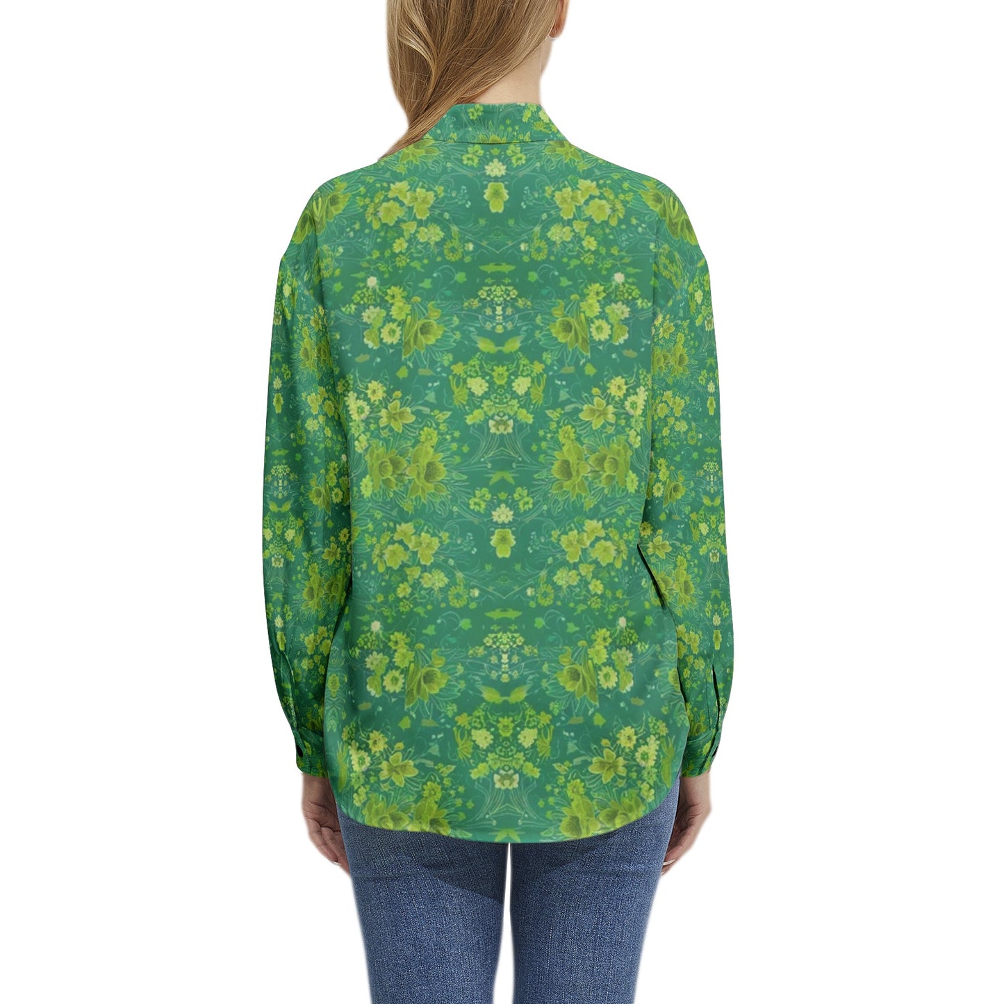 Silver grey white hair inspiration Long Sleeve Button Up Casual Shirt Top